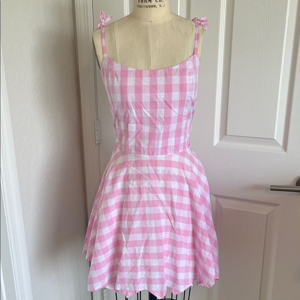 Maggie Tang 100% cotton cottage core Pink Gingham Dress